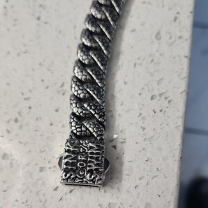 RB Textured Silver Bracelet